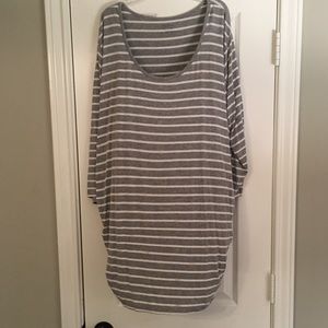 Gray + white striped LS shirt